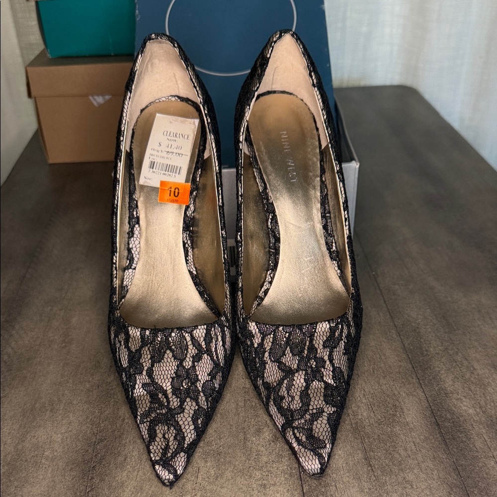 Nine West Black Lace Heels